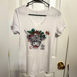 Christmas Women’s Holiday T-shirt Hand Pressed BN